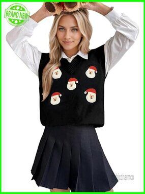 Large Loose Fit Polyester Sweater Vest V-Neck Sleeveless Pullover